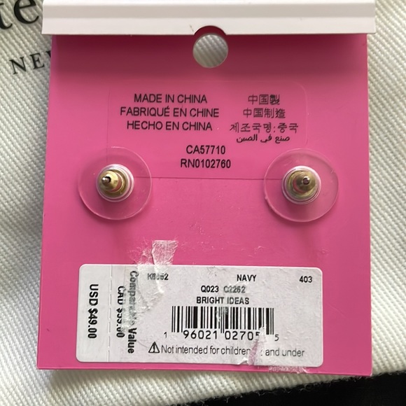 Kate Spade Bright Ideas Pave Halo Stud Earrings In Navy/Gold - Picture 4 of 5